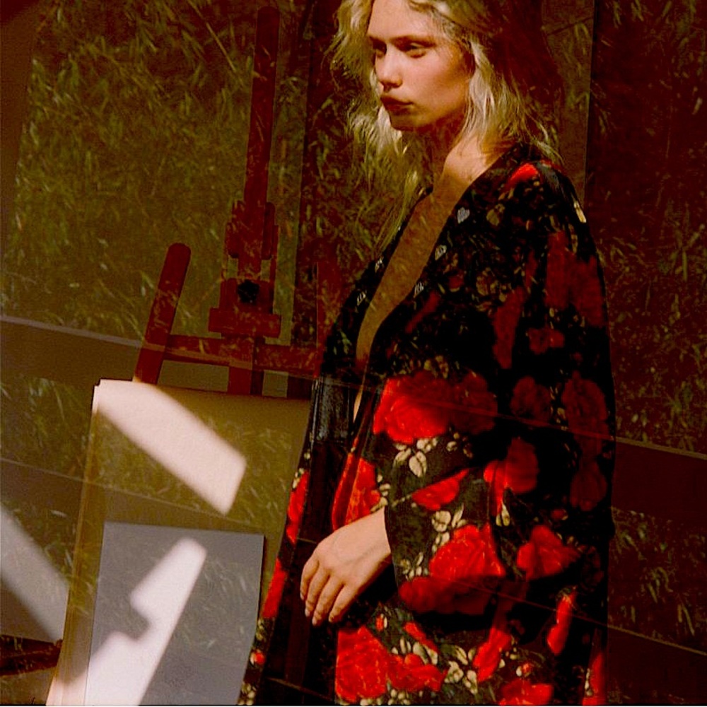 The Kooples Silk Sleeping Roses Printed Kimono - Picture 3 of 12